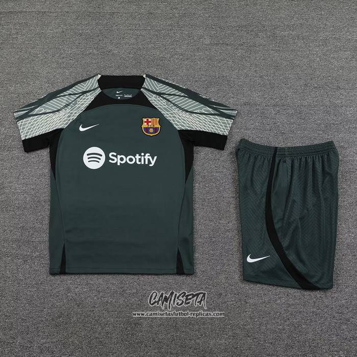 Chandal del Barcelona 2023-2024 Manga Corta Verde - Pantalon Corto